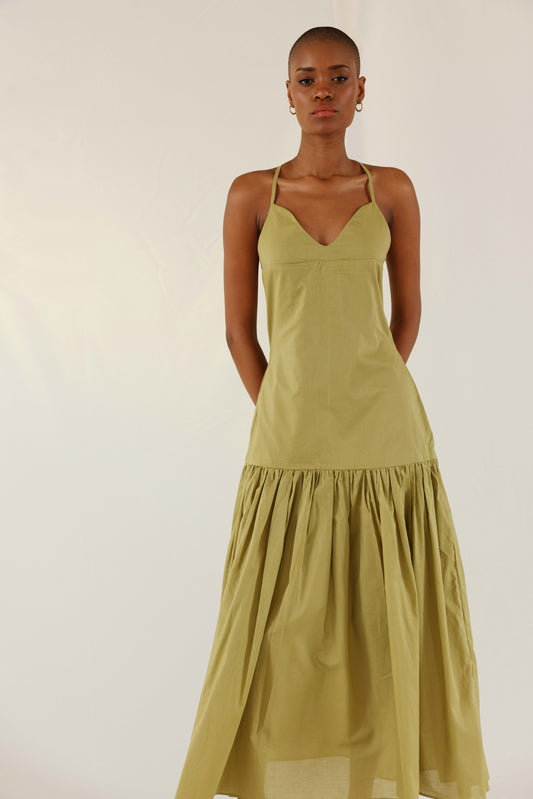 Olive Seashell Long Dress